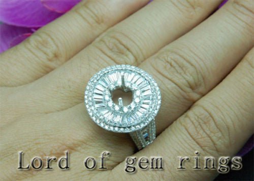 VS/G Diamond Engagement Semi Mount Ring 14K White Gold Setting Round 6.5mm 5.29CT HEAVY 12.28g - Lord of Gem Rings