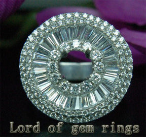 VS/G Diamond Engagement Semi Mount Ring 14K White Gold Setting Round 6.5mm 5.29CT HEAVY 12.28g - Lord of Gem Rings