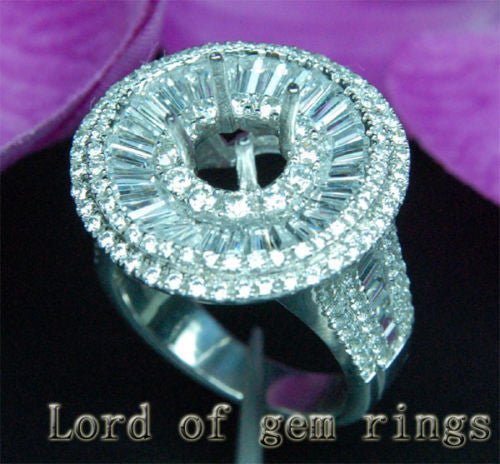 VS/G Diamond Engagement Semi Mount Ring 14K White Gold Setting Round 6.5mm 5.29CT HEAVY 12.28g