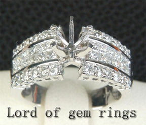 VS/H Diamond Engagement Semi Mount Ring 14K White Gold Round 6-6.5mm Invisible Set - Lord of Gem Rings