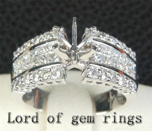 VS/H Diamond Engagement Semi Mount Ring 14K White Gold Round 6-6.5mm Invisible Set - Lord of Gem Rings