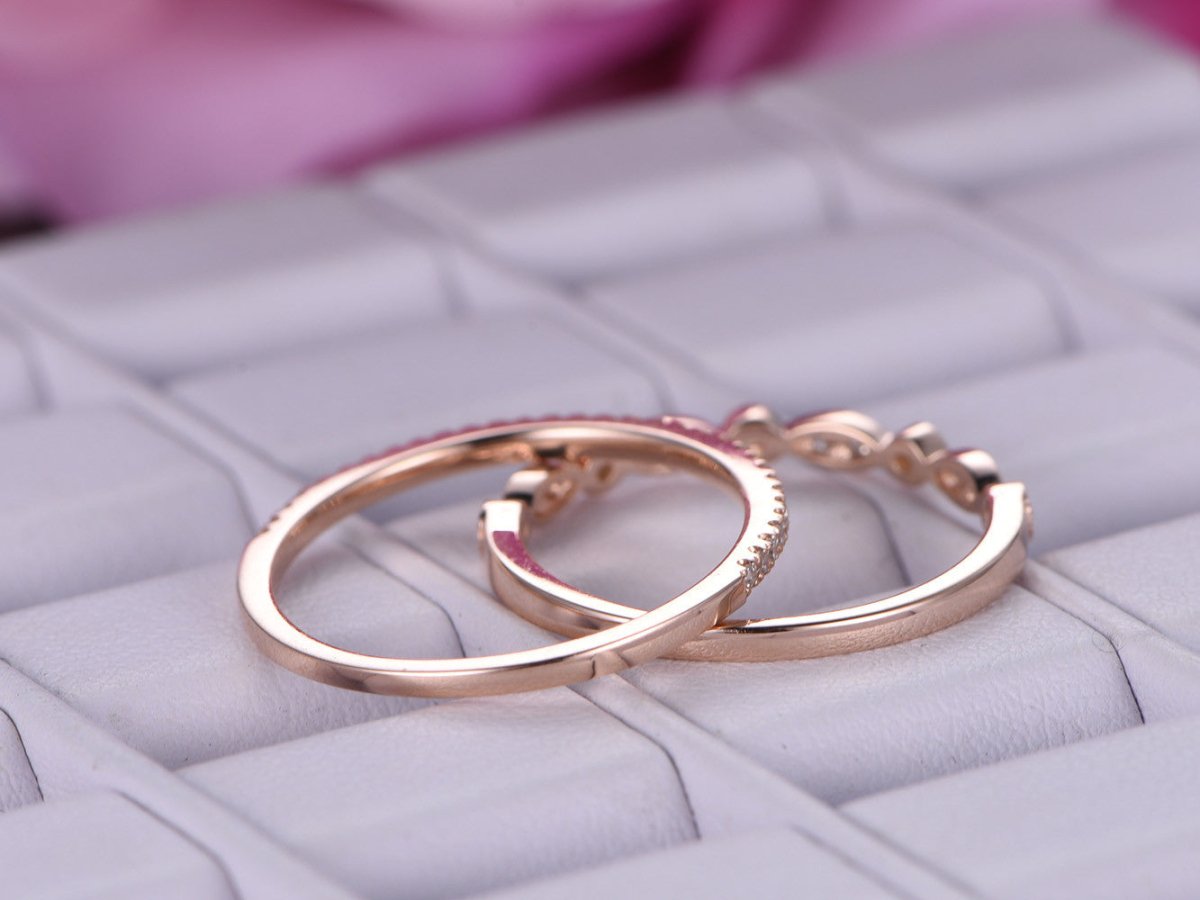 Yellow and White Diamond Stackable Half Eternity Ring Set - Lord of Gem Rings