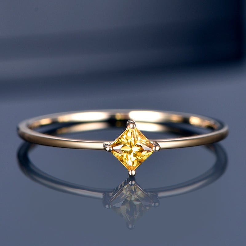 Yellow Sapphire September Birthstone Stackable Pinky Rings 18k Yellow Gold - Lord of Gem Rings