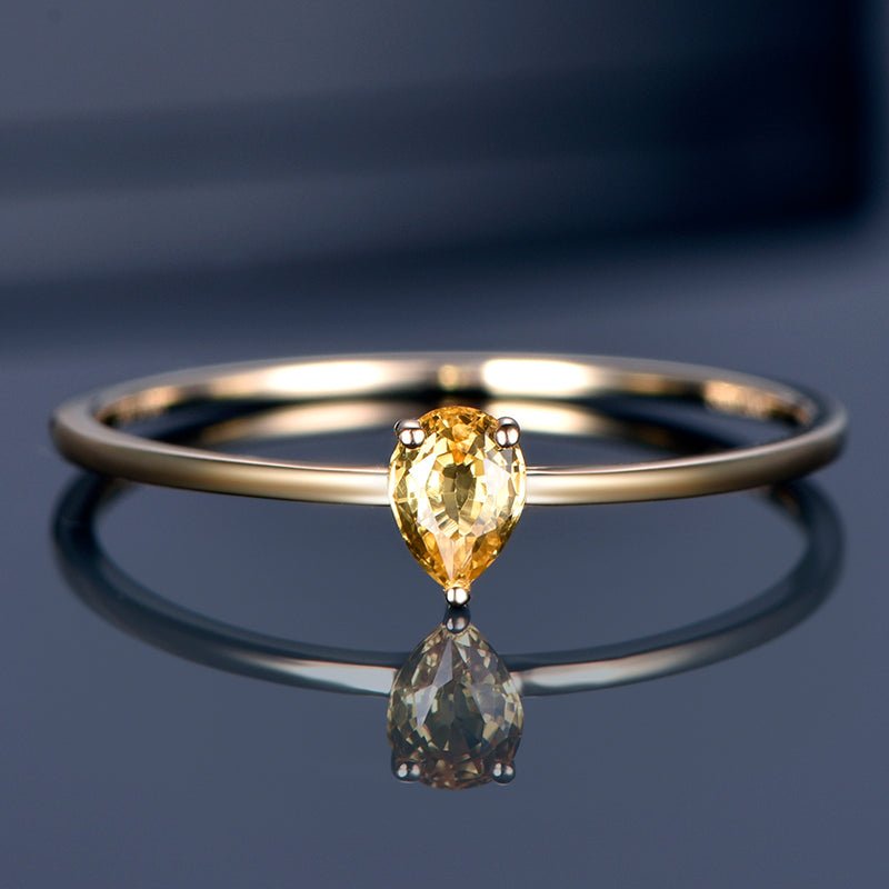 Yellow Sapphire September Birthstone Stackable Pinky Rings 18k Yellow Gold - Lord of Gem Rings
