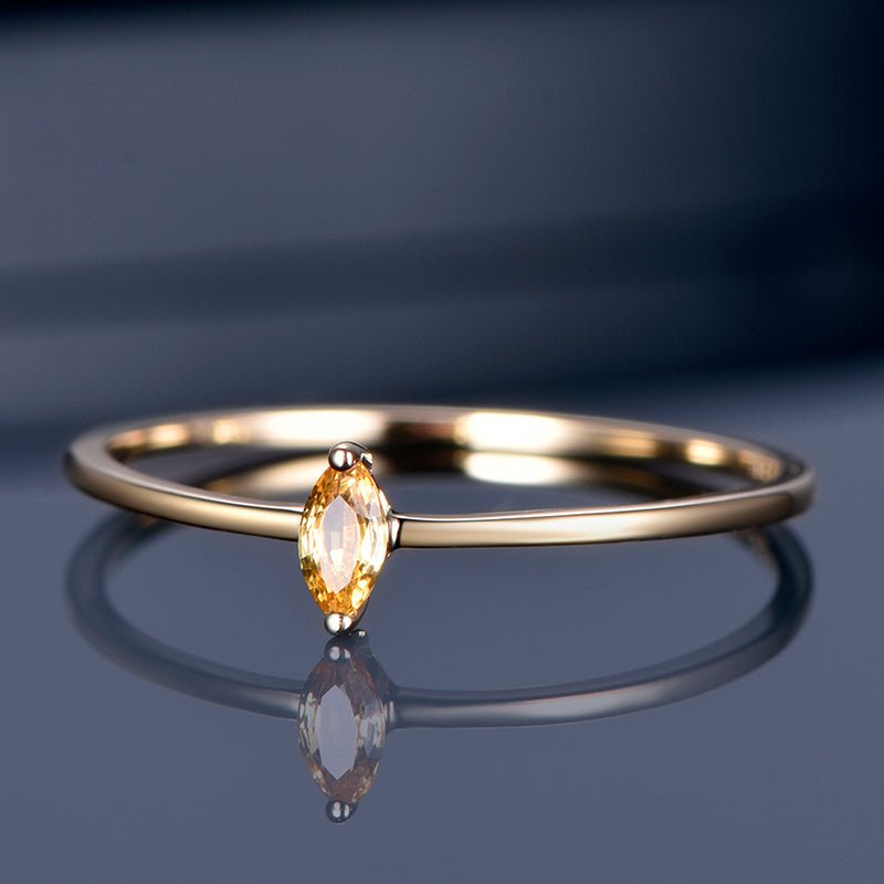 Yellow Sapphire September Birthstone Stackable Pinky Rings 18k Yellow Gold - Lord of Gem Rings