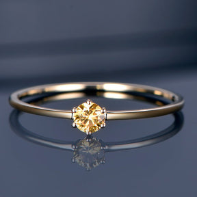 Yellow Sapphire September Birthstone Stackable Pinky Rings 18k Yellow Gold - Lord of Gem Rings
