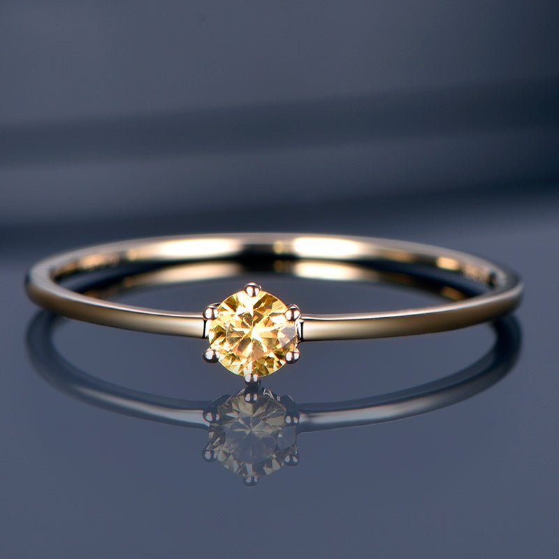 Yellow Sapphire September Birthstone Stackable Pinky Rings 18k Yellow Gold - Lord of Gem Rings