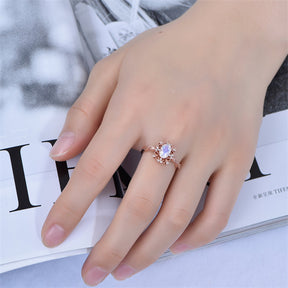 Vintage Style Oval Moonstone Diamond Halo Engagement Ring