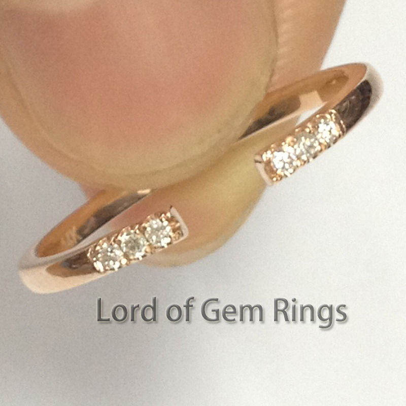 Pave Diamond Wedding Band Unique Anniversary Ring 14K Rose Gold - Lord of Gem Rings - 3