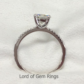 Reserved for Jamie, Cushion Moissanite Diamond Engagement Ring 14K White Gold 6mm - Lord of Gem Rings - 4
