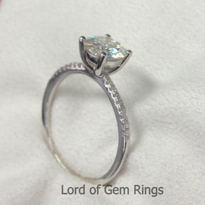 Reserved for Jamie, Cushion Moissanite Diamond Engagement Ring 14K White Gold 6mm - Lord of Gem Rings - 5