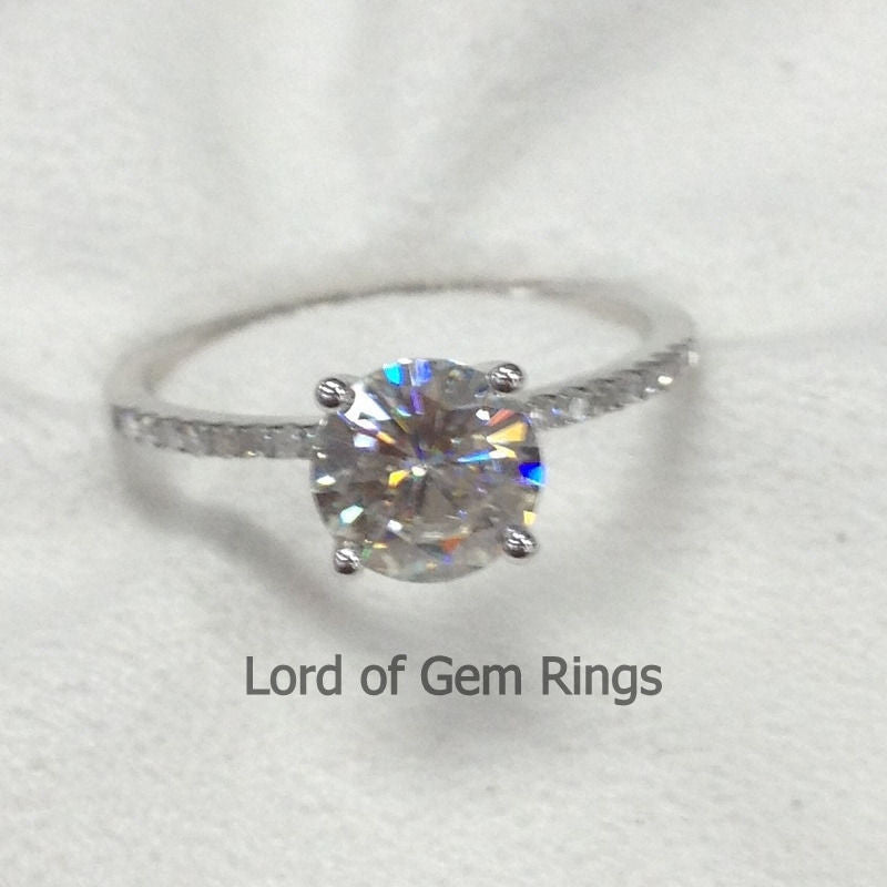 Reserved for Jamie, Cushion Moissanite Diamond Engagement Ring 14K White Gold 6mm - Lord of Gem Rings - 3