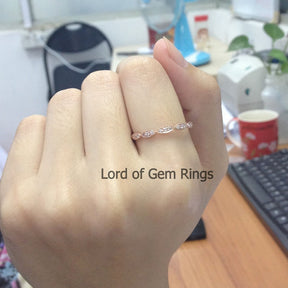 Pave Diamonds Wedding Band  Full Eternity Anniversary Ring 14K Rose Gold - SI/H Diamonds Art Deco Milgrain - Lord of Gem Rings - 2
