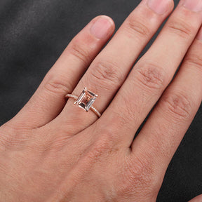 Reserved for Christina, Emerald cut Morganite Ring, Two days shippig - Lord of Gem Rings - 4