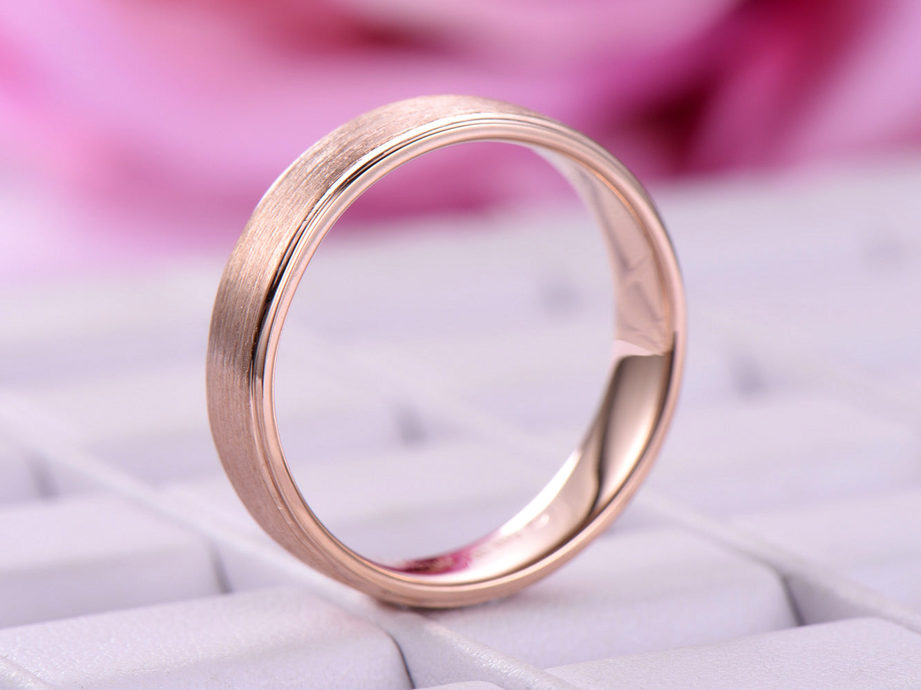 Reserved for Luke: Satin Finish Men's Wedding Ring Plain 18K Rose Gold