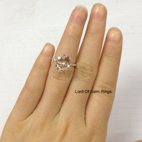 Reserved for myssjackson Oval Morganite Engagement Ring Pave  Diamond 14K Rose Gold 1st Payment - Lord of Gem Rings - 8