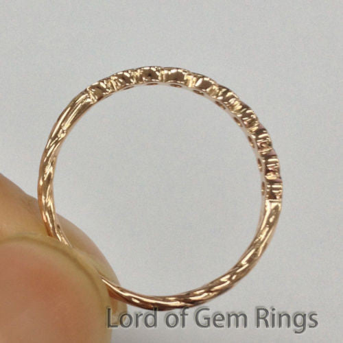 Moissanite Wedding Band Half Eternity Anniversary Ring 14K Rose Gold Hand Crafted - Lord of Gem Rings - 4