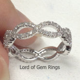 Pave Diamond Wedding Band Eternity Anniversary Ring 14K White Gold Floral - Lord of Gem Rings - 1
