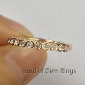 Moissanite Wedding Band Half Eternity Anniversary Ring 14K Rose Gold Hand Crafted - Lord of Gem Rings - 2