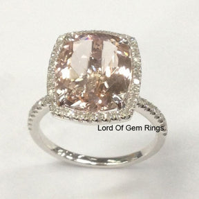 Reserved for keivatrack,Custom Cushion Moganite Diamond Engagement Ring 14K Wite Gold - Lord of Gem Rings - 8