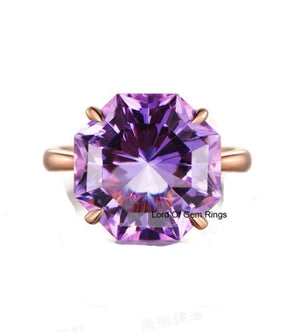 Reserved for chrisdaniel23 Octagon Amethyst Engagement Ring 14K Rose Gold Size 12 - Lord of Gem Rings - 3