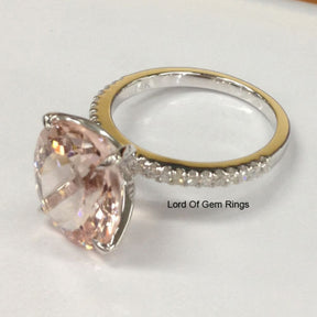 Reserved for myssjackson Oval Morganite Engagement Ring Pave  Diamond 14K Rose Gold 1st Payment - Lord of Gem Rings - 6