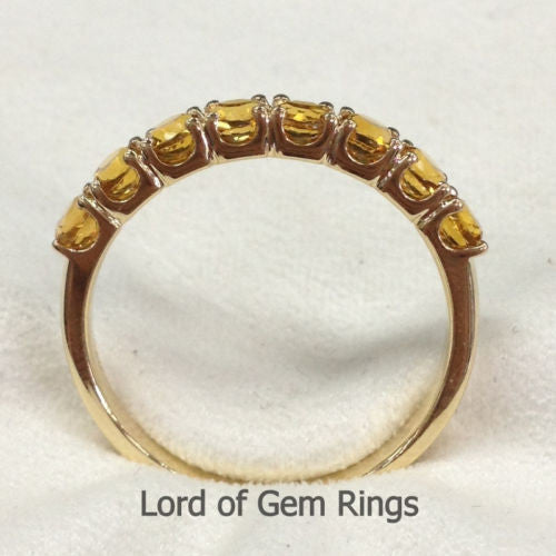 Citrine Wedding Band Half Eternity Anniversary Ring 14K Yellow Gold - Lord of Gem Rings - 4
