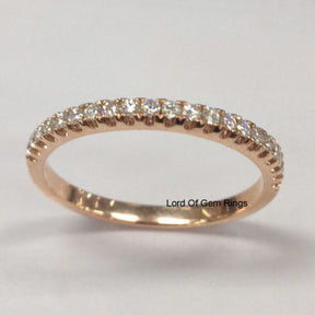 Moissanite Wedding Band Half Eternity Anniversary Ring 14K Rose Gold Stackable - Lord of Gem Rings - 3