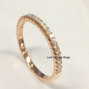Moissanite Wedding Band Half Eternity Anniversary Ring 14K Rose Gold Stackable - Lord of Gem Rings - 5