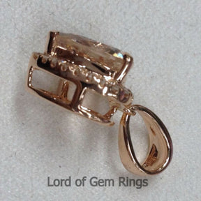 Heart Shaped Cut 8mm Pink Morganite Diamond Pendant For Necklace in 14K Rose Gold - Lord of Gem Rings - 2