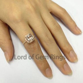 Reserved for electronicsdirectoutlet,Custom Made Cushion Peach Morganite Ring - Lord of Gem Rings - 6