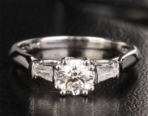Round Forever Brilliant Moissanite Engagement Ring VS Diamonds Wedding 14K White Gold 5mm - Lord of Gem Rings - 5