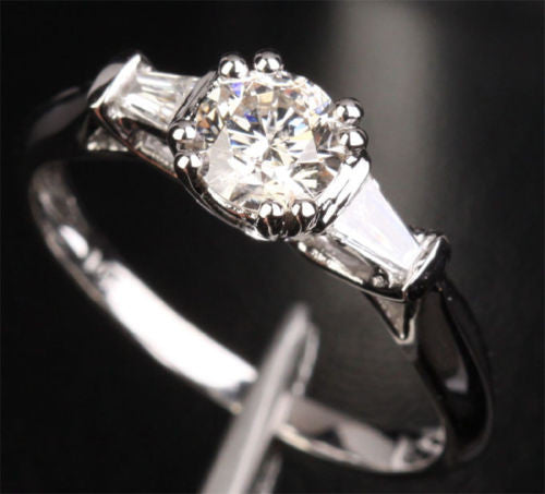 Round Forever Brilliant Moissanite Engagement Ring VS Diamonds Wedding 14K White Gold 5mm - Lord of Gem Rings - 6