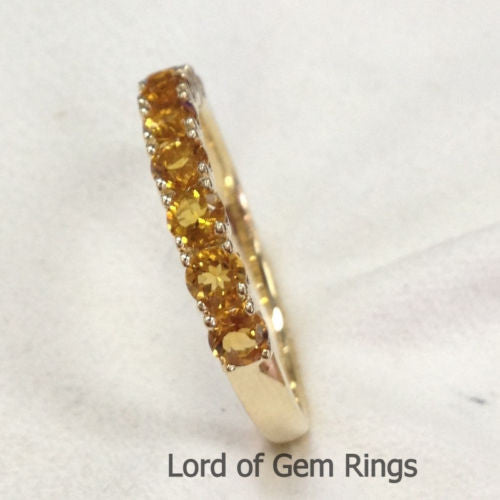 Citrine Wedding Band Half Eternity Anniversary Ring 14K Yellow Gold - Lord of Gem Rings - 1