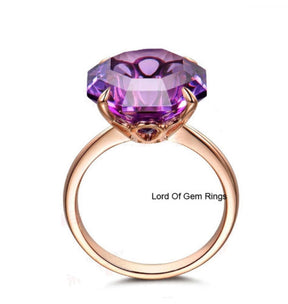 Octagon Amethyst Engagement Ring 14K Rose Gold 13mm, Solitaire - Lord of Gem Rings - 1