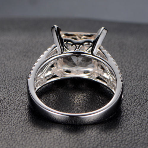 Princess Morganite Engagement Ring Pave Diamond Wedding 14K White Gold 10mm Filigree - Lord of Gem Rings - 4