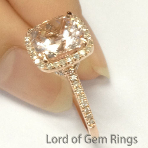 Reserved for electronicsdirectoutlet,Custom Made Cushion Peach Morganite Ring - Lord of Gem Rings - 7