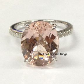 Reserved for myssjackson Oval Morganite Engagement Ring Pave  Diamond 14K Rose Gold 1st Payment - Lord of Gem Rings - 7
