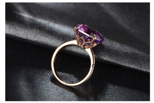 Reserved for chrisdaniel23 Octagon Amethyst Engagement Ring 14K Rose Gold Size 12 - Lord of Gem Rings - 5