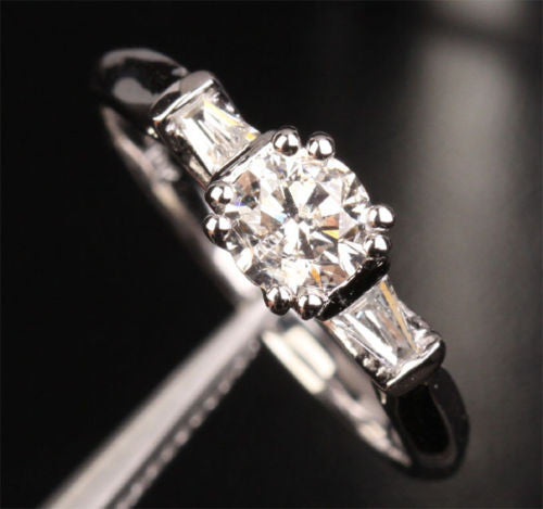 Round Forever Brilliant Moissanite Engagement Ring VS Diamonds Wedding 14K White Gold 5mm - Lord of Gem Rings - 1