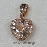 Heart Shaped Cut 8mm Pink Morganite Diamond Pendant For Necklace in 14K Rose Gold - Lord of Gem Rings - 1
