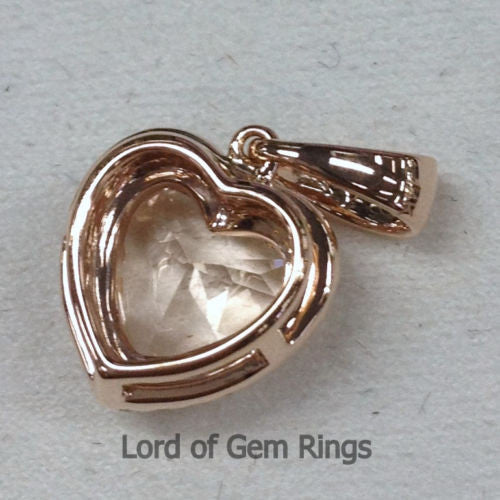 Heart Shaped Cut 8mm Pink Morganite Diamond Pendant For Necklace in 14K Rose Gold - Lord of Gem Rings - 3