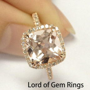 Reserved for electronicsdirectoutlet,Custom Made Cushion Peach Morganite Ring - Lord of Gem Rings - 3