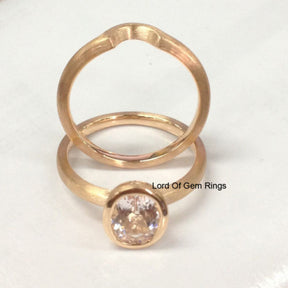 Reserved for swall456 semi mount Bridal Set for round,14K Rose Gold - Lord of Gem Rings - 1