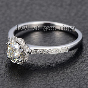 Reserved for jpix52 Round Moissanite Engagement Ring 1.5mm Moissanite Halo - Lord of Gem Rings - 5