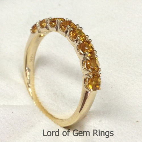 Citrine Wedding Band Half Eternity Anniversary Ring 14K Yellow Gold - Lord of Gem Rings - 3