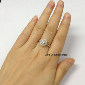 Round Moissanite Engagement Ring Pave Moissanite Wedding 14K Rose Gold 7mm - Lord of Gem Rings - 3
