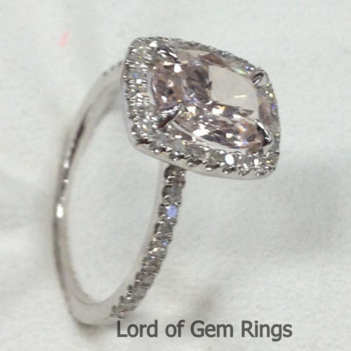 Reserved for mustangfanatik, Custom Oval Morganite Engagement Ring Diamond Cushion Halo - Lord of Gem Rings - 5