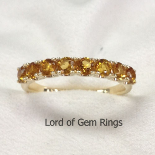 Citrine Wedding Band Half Eternity Anniversary Ring 14K Yellow Gold - Lord of Gem Rings - 5