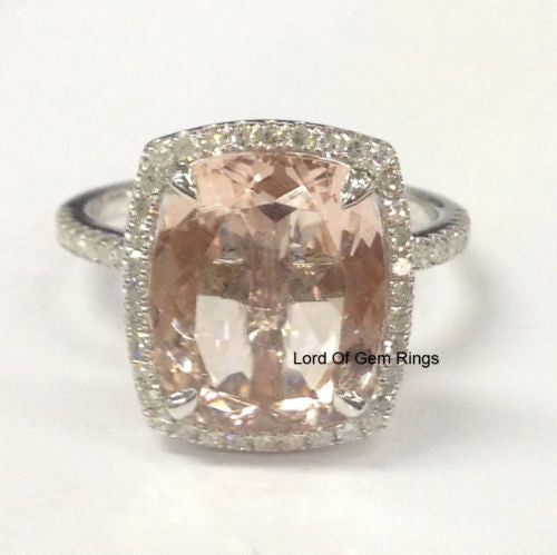 Reserved for keivatrack,Custom Cushion Moganite Diamond Engagement Ring 14K Wite Gold - Lord of Gem Rings - 4